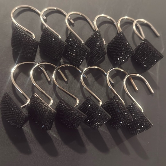 Black sparkle shower curtain hooks - Picture 1 of 3